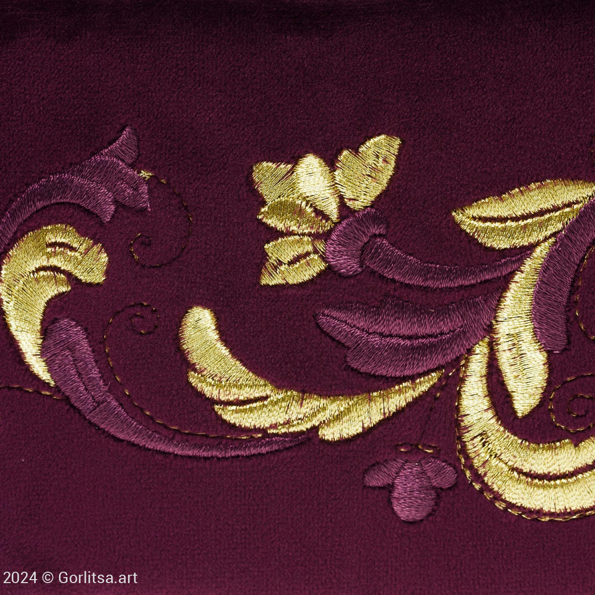 Очечник «Завиток» а16/69 фиолетовый / золото, шёлк велюр Горлица.Арт фото 3