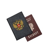 Обложка для паспорта «Герб» 60131-1-2, кожа, цвет: чёрный/ золото 
