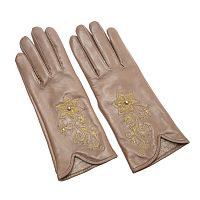 Перчатки женские «Клематис»,112/158, цвет: светло-коричневый /золото, кожа