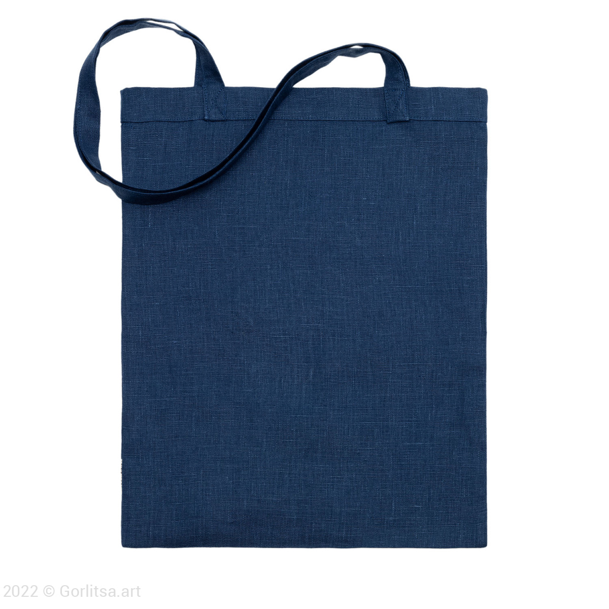 Льняная сумка-шоппер «Дева», синий / шёлк лён Кружевной край фото 3