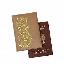 Обложка для паспорта «Летний сад» а10/65 бежевый / золото