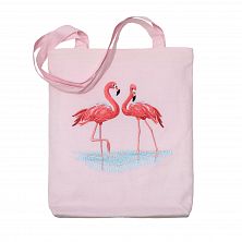 Льняная сумка-шоппер «Фламинго» 62075-3, розовый / шёлк