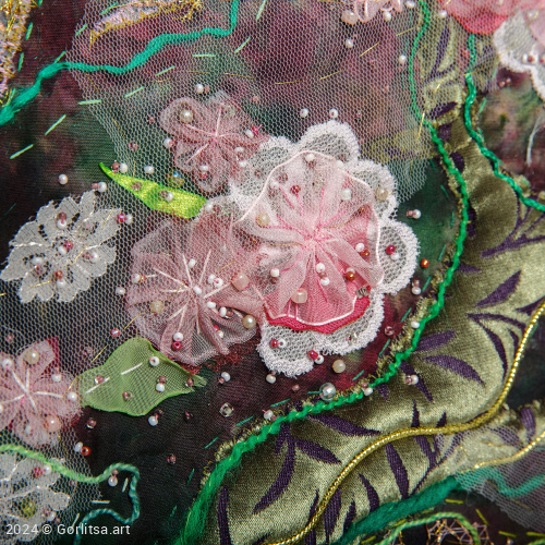Панно диптих «Цветение» в технике арт-квилт, ручная работа  Савельева Н.К. фото 5