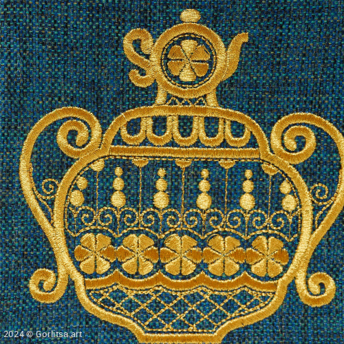 Сумка «Самовар», а23/83 синий, золото, рогожка рогожка Горлица.Арт фото 3