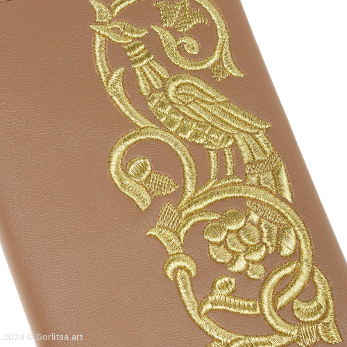 Обложка для паспорта «Райская птица» а10/64 бежевый / золото экокожа Горлица.Арт фото 2