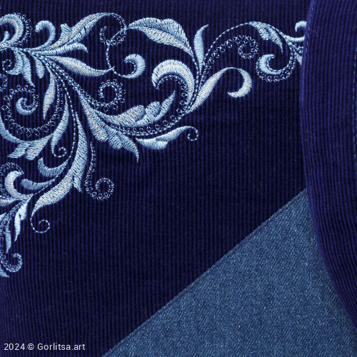 Сумка «Кокетка» м.27218, 62074-1 джинса-велюр синяя/ серебро джинса Никифоровская м–ра фото 3